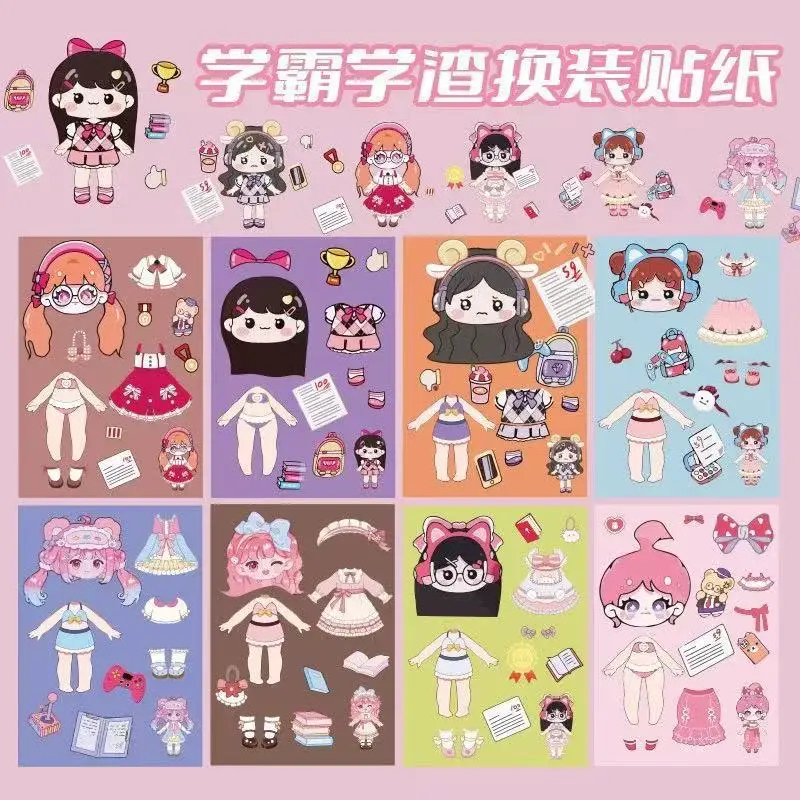 8 Pixel World Make a Face Puzzle Stickers for Kidsren, Educational Early Education DIY Party Decoration Waterproof Stickers