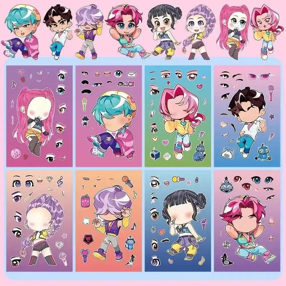 8 Pixel World Make a Face Puzzle Stickers for Kidsren, Educational Early Education DIY Party Decoration Waterproof Stickers
