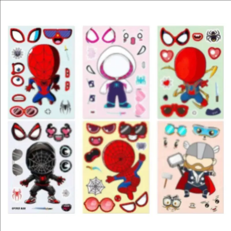 8 Pixel World Make a Face Puzzle Stickers for Kidsren, Educational Early Education DIY Party Decoration Waterproof Stickers