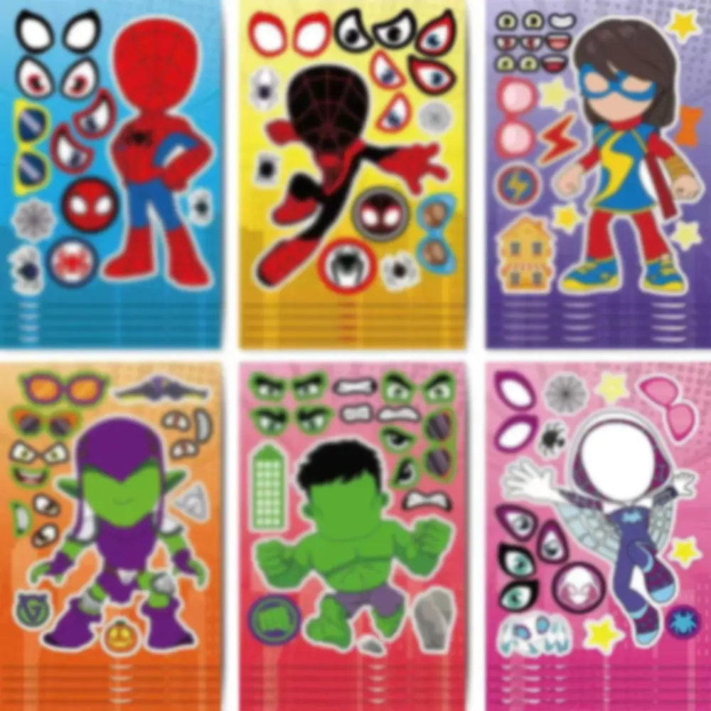 8 Pixel World Make a Face Puzzle Stickers for Kidsren, Educational Early Education DIY Party Decoration Waterproof Stickers