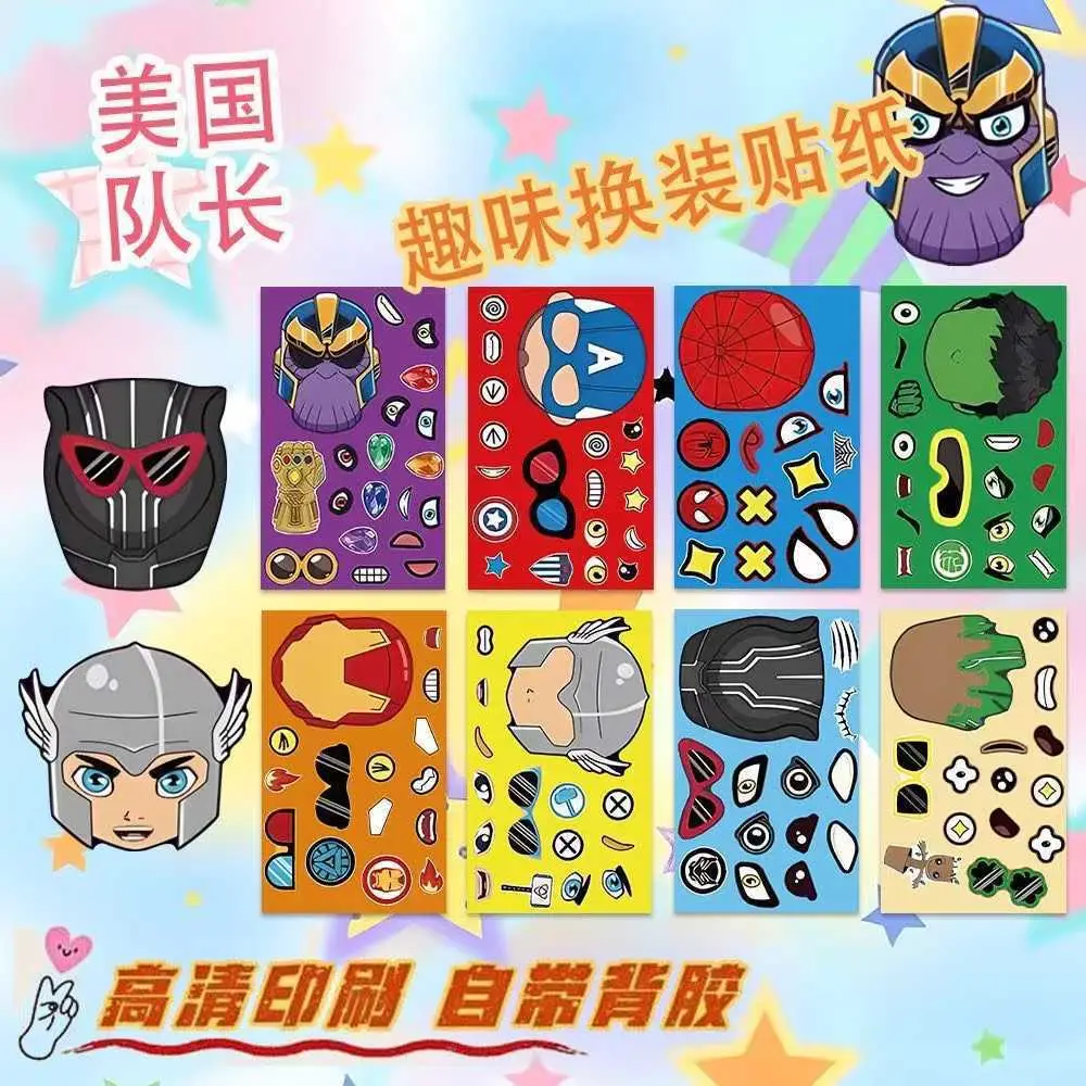 8 Pixel World Make a Face Puzzle Stickers for Kidsren, Educational Early Education DIY Party Decoration Waterproof Stickers