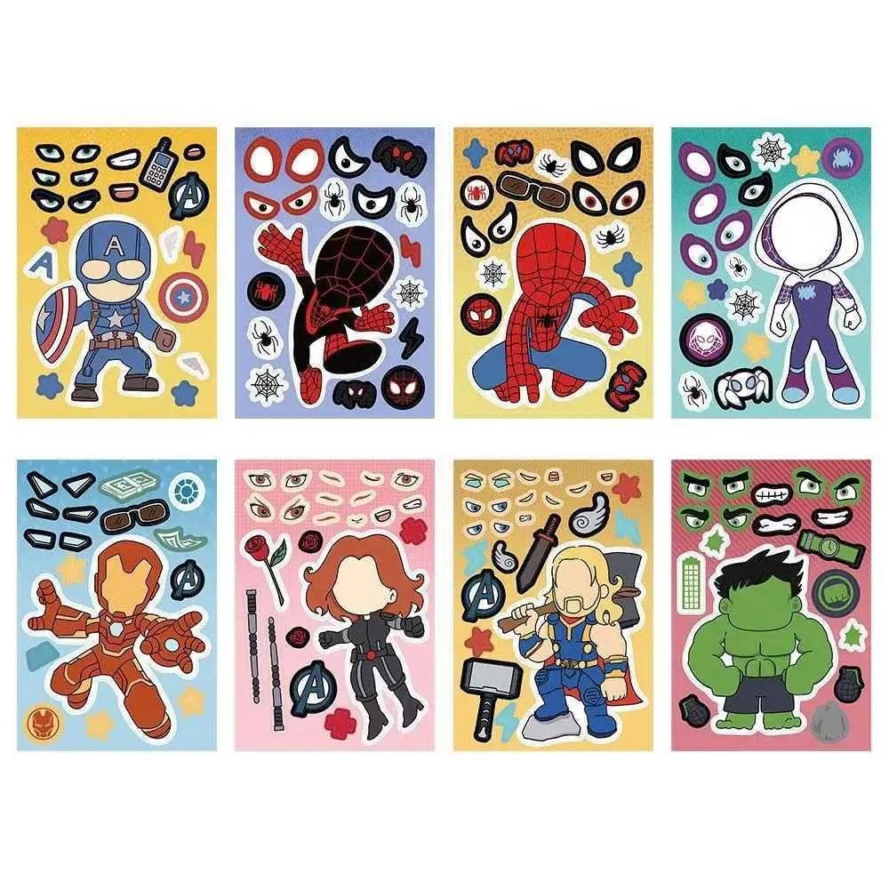8 Pixel World Make a Face Puzzle Stickers for Kidsren, Educational Early Education DIY Party Decoration Waterproof Stickers