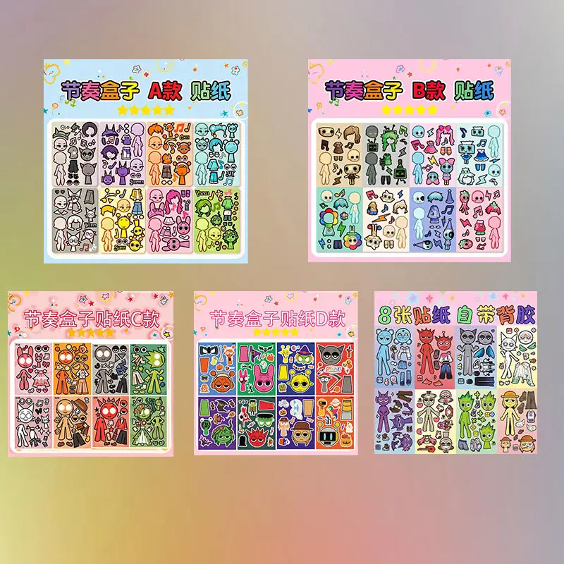 8 Pixel World Make a Face Puzzle Stickers for Kidsren, Educational Early Education DIY Party Decoration Waterproof Stickers
