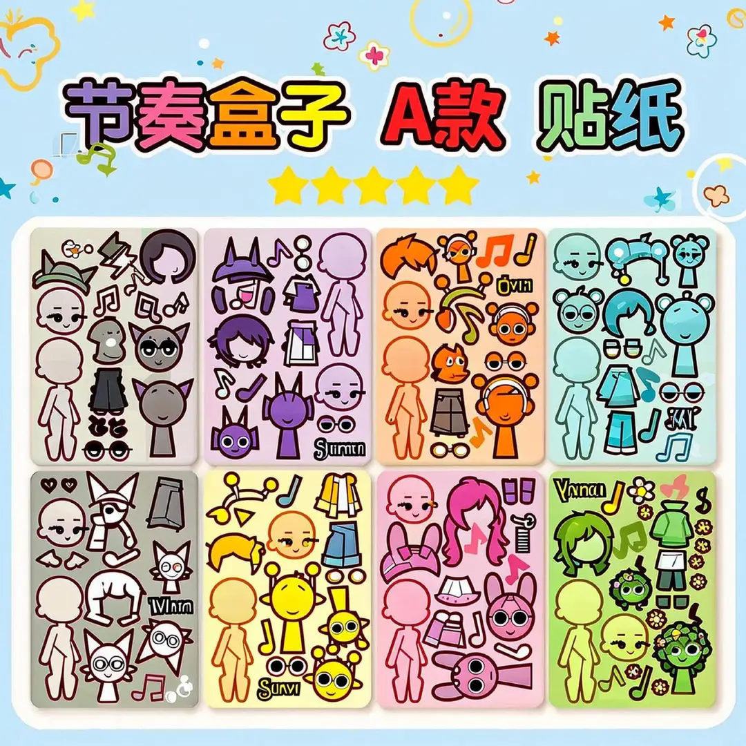 8 Pixel World Make a Face Puzzle Stickers for Kidsren, Educational Early Education DIY Party Decoration Waterproof Stickers