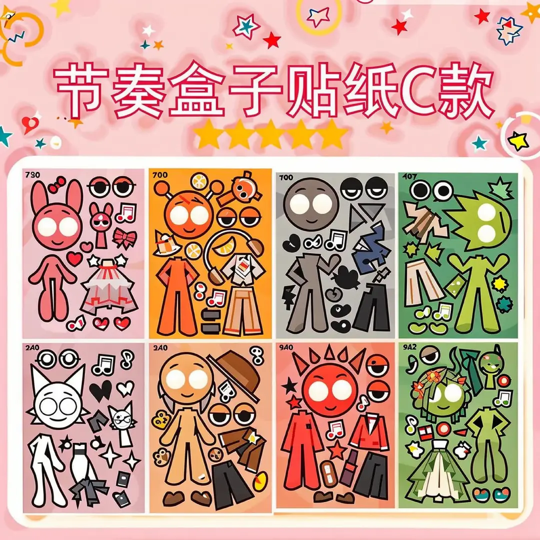 8 Pixel World Make a Face Puzzle Stickers for Kidsren, Educational Early Education DIY Party Decoration Waterproof Stickers