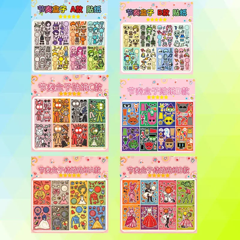 8 Pixel World Make a Face Puzzle Stickers for Kidsren, Educational Early Education DIY Party Decoration Waterproof Stickers