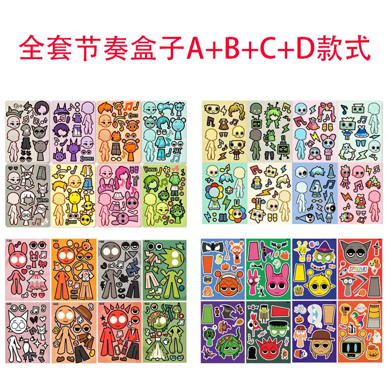 8 Pixel World Make a Face Puzzle Stickers for Kidsren, Educational Early Education DIY Party Decoration Waterproof Stickers