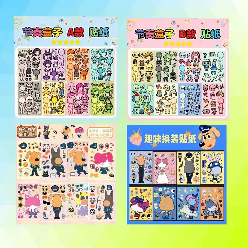 8 Pixel World Make a Face Puzzle Stickers for Kidsren, Educational Early Education DIY Party Decoration Waterproof Stickers