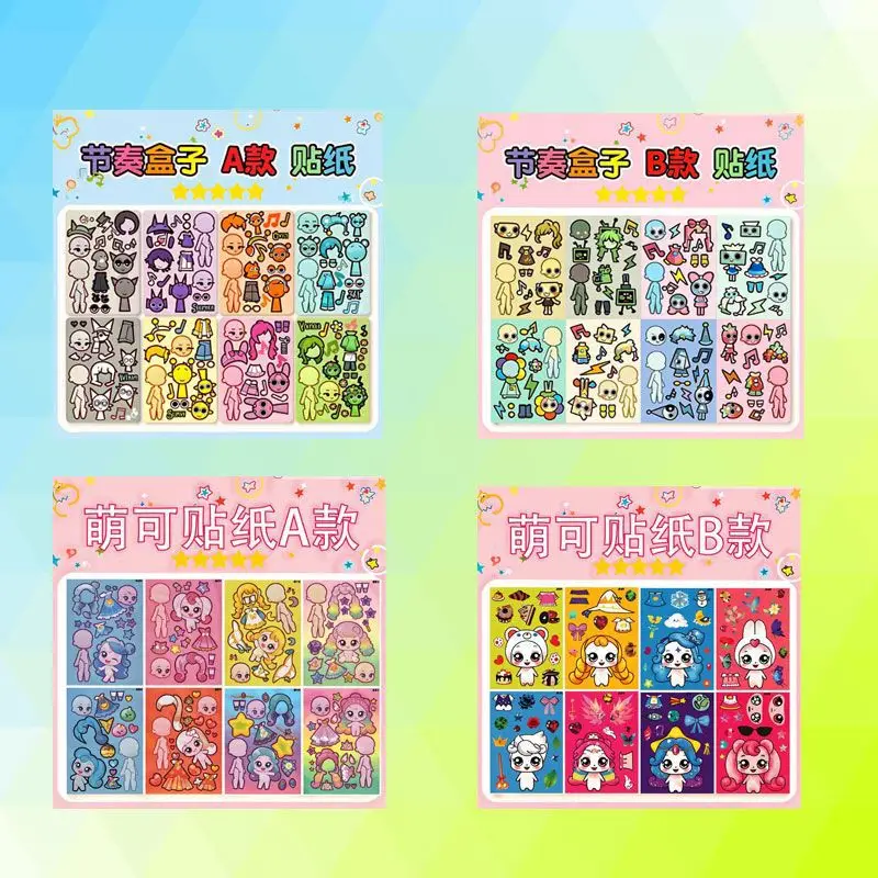 8 Pixel World Make a Face Puzzle Stickers for Kidsren, Educational Early Education DIY Party Decoration Waterproof Stickers