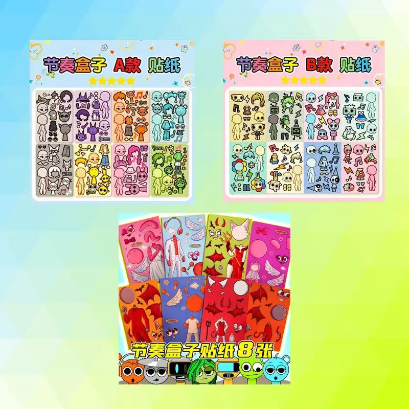 8 Pixel World Make a Face Puzzle Stickers for Kidsren, Educational Early Education DIY Party Decoration Waterproof Stickers