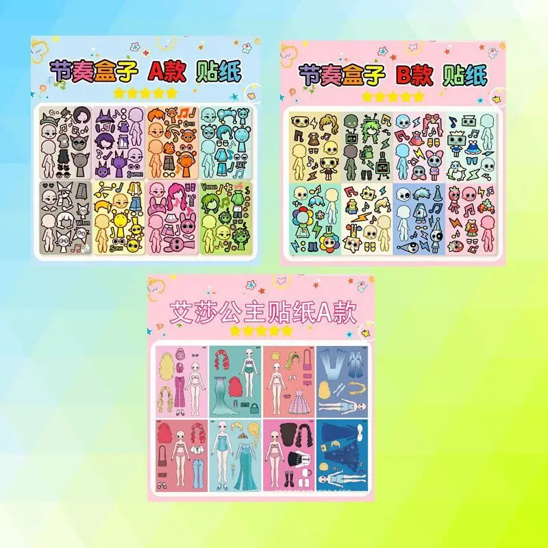 8 Pixel World Make a Face Puzzle Stickers for Kidsren, Educational Early Education DIY Party Decoration Waterproof Stickers