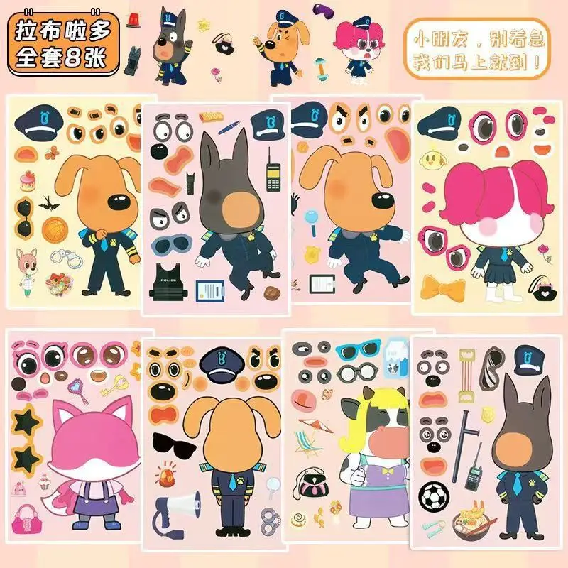 8 Pixel World Make a Face Puzzle Stickers for Kidsren, Educational Early Education DIY Party Decoration Waterproof Stickers