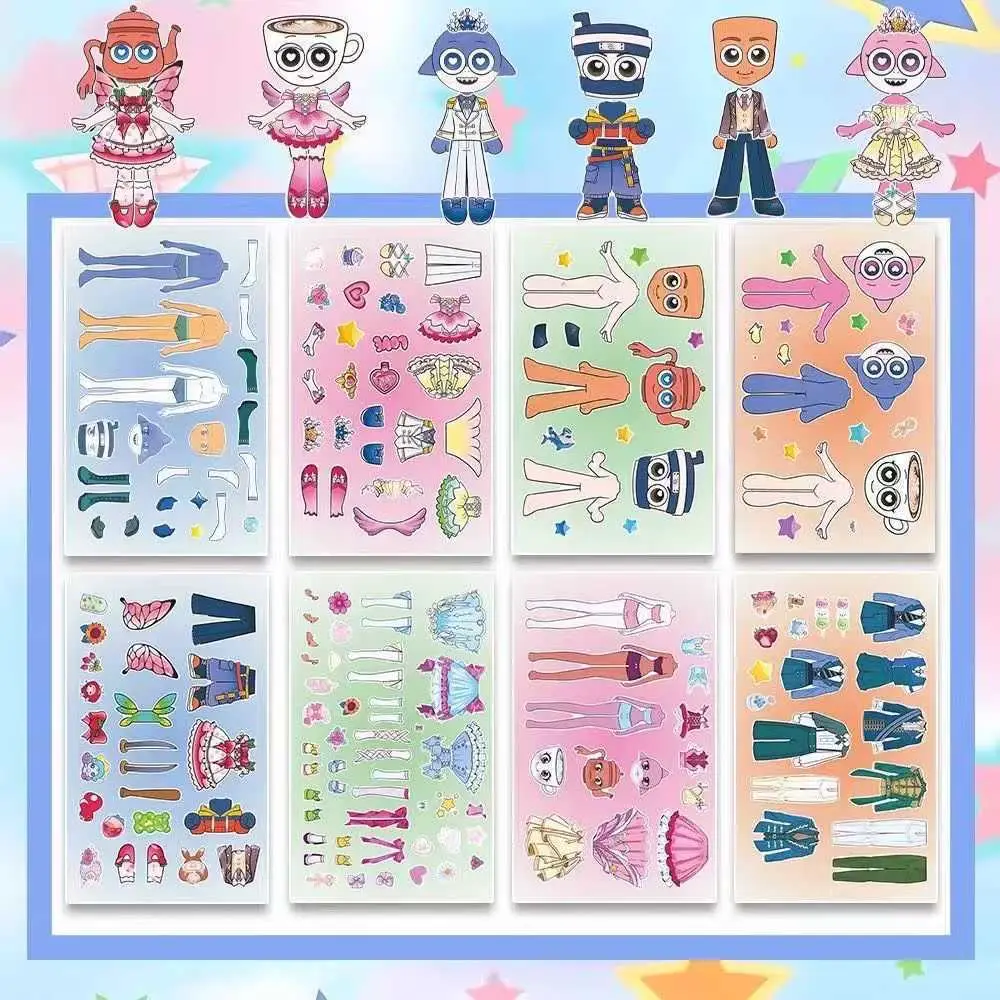 8 Pixel World Make a Face Puzzle Stickers for Kidsren, Educational Early Education DIY Party Decoration Waterproof Stickers