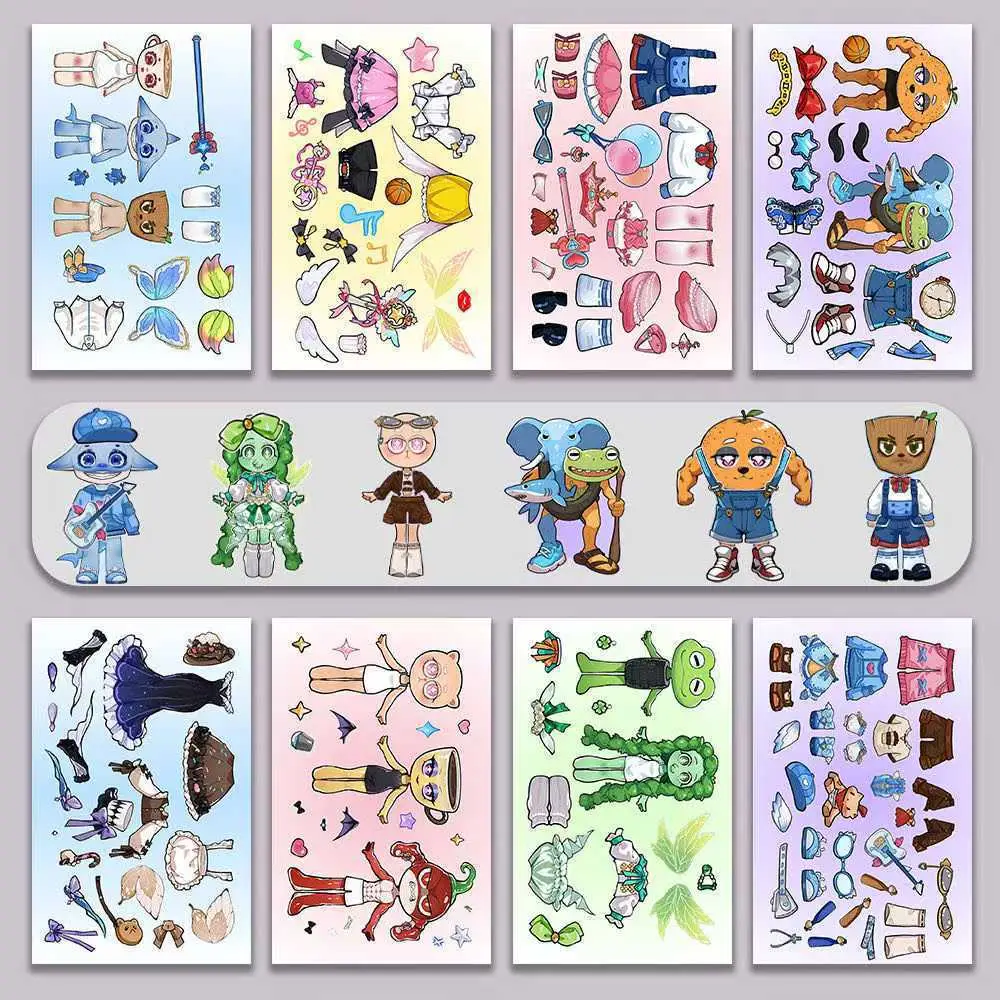8 Pixel World Make a Face Puzzle Stickers for Kidsren, Educational Early Education DIY Party Decoration Waterproof Stickers
