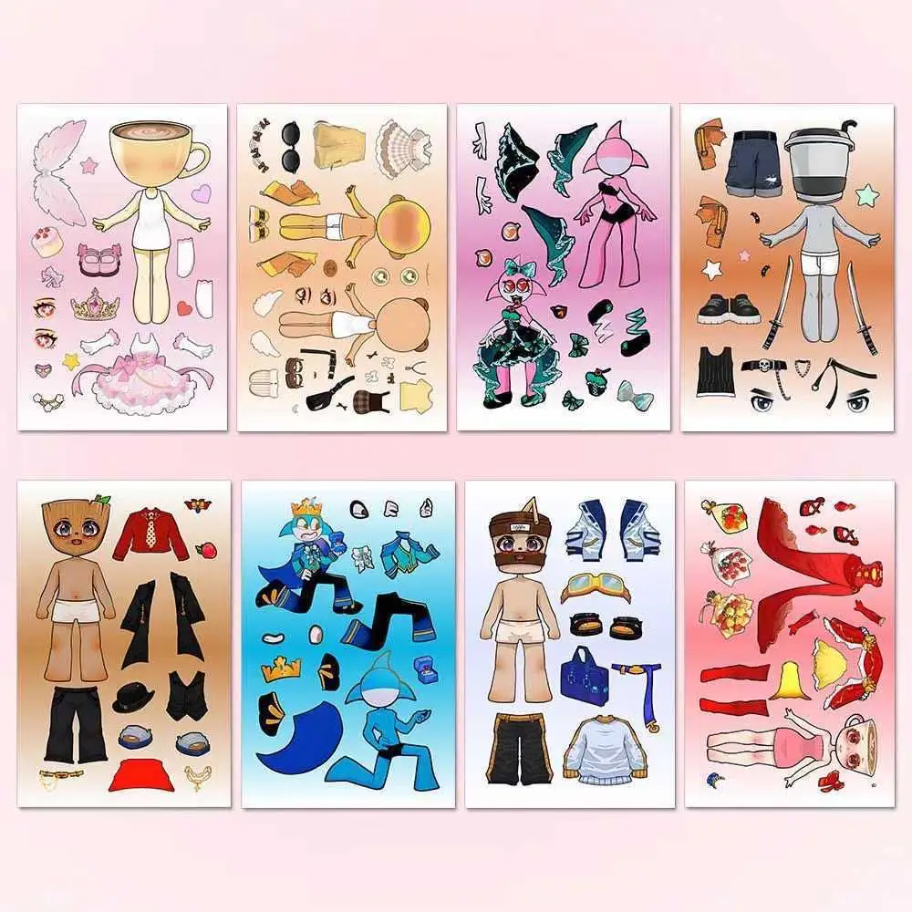 8 Pixel World Make a Face Puzzle Stickers for Kidsren, Educational Early Education DIY Party Decoration Waterproof Stickers