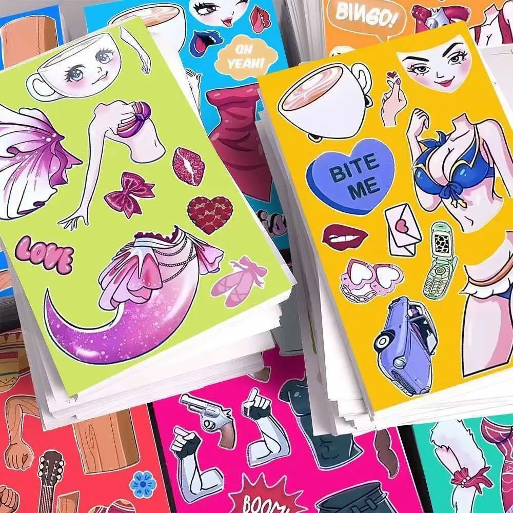 8 Pixel World Make a Face Puzzle Stickers for Kidsren, Educational Early Education DIY Party Decoration Waterproof Stickers