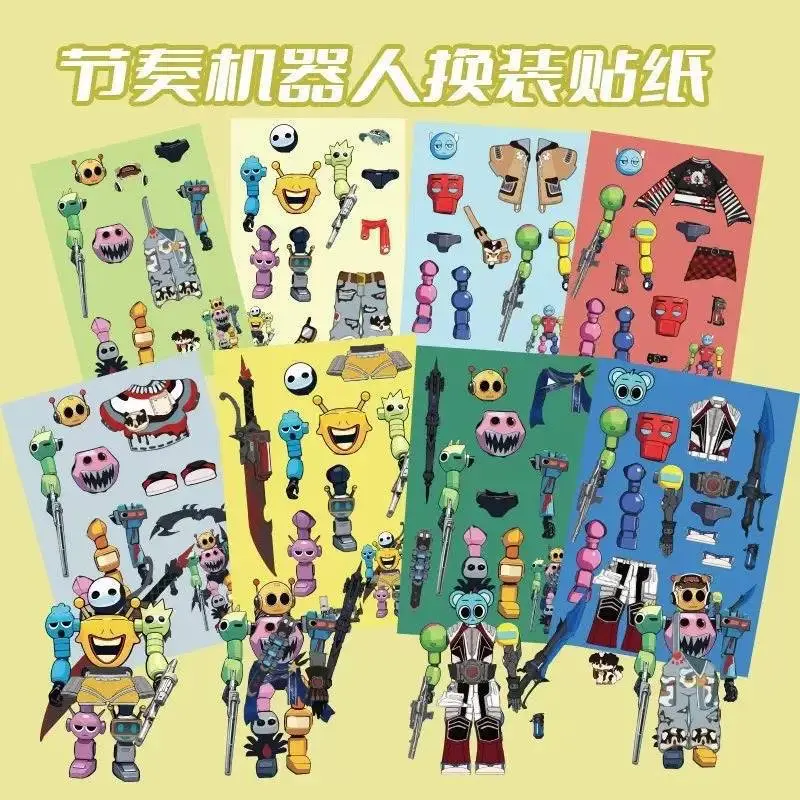 8 Pixel World Make a Face Puzzle Stickers for Kidsren, Educational Early Education DIY Party Decoration Waterproof Stickers