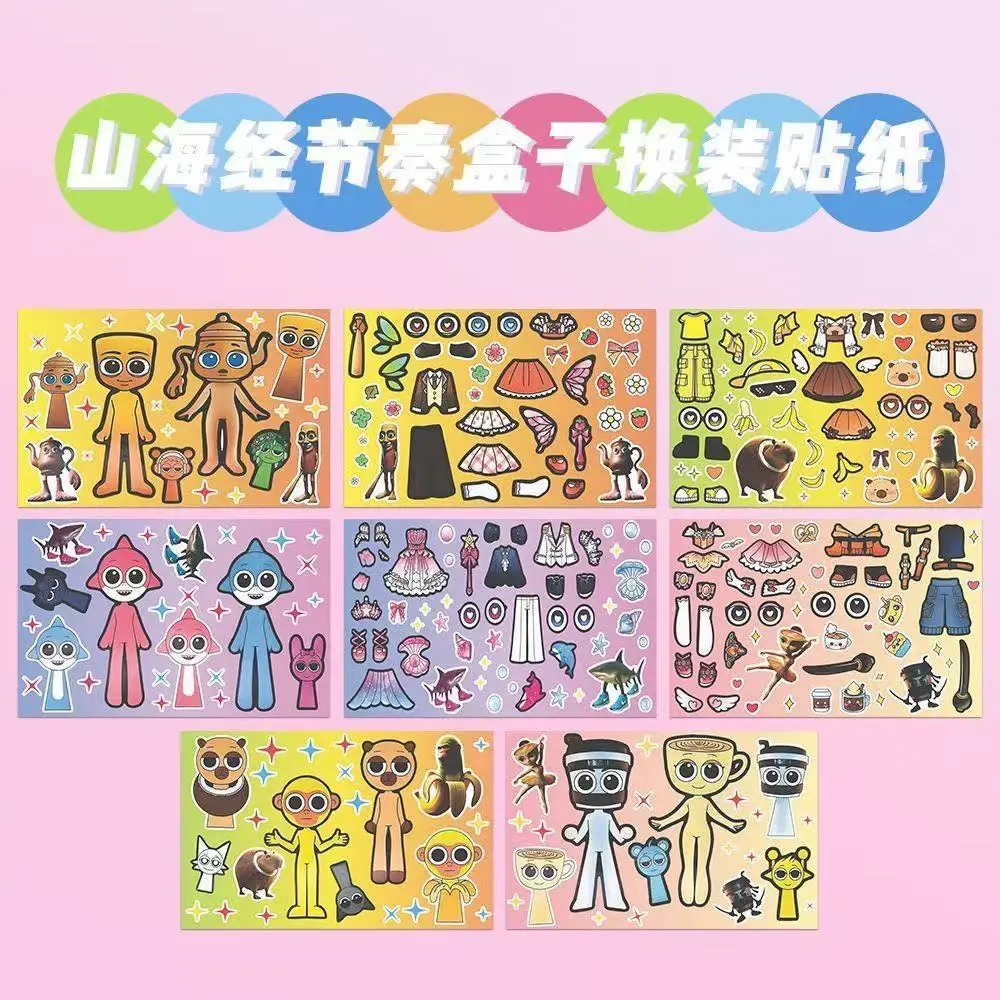 8 Pixel World Make a Face Puzzle Stickers for Kidsren, Educational Early Education DIY Party Decoration Waterproof Stickers