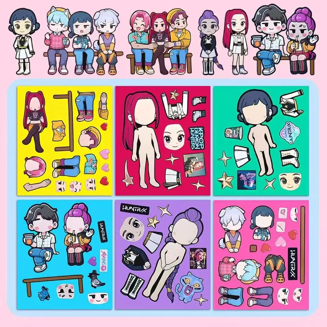 8 Pixel World Make a Face Puzzle Stickers for Kidsren, Educational Early Education DIY Party Decoration Waterproof Stickers
