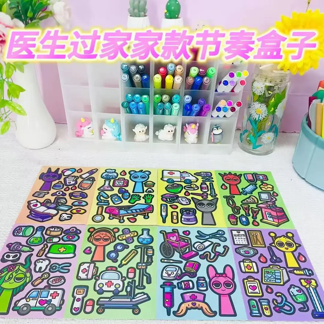 8 Pixel World Make a Face Puzzle Stickers for Kidsren, Educational Early Education DIY Party Decoration Waterproof Stickers