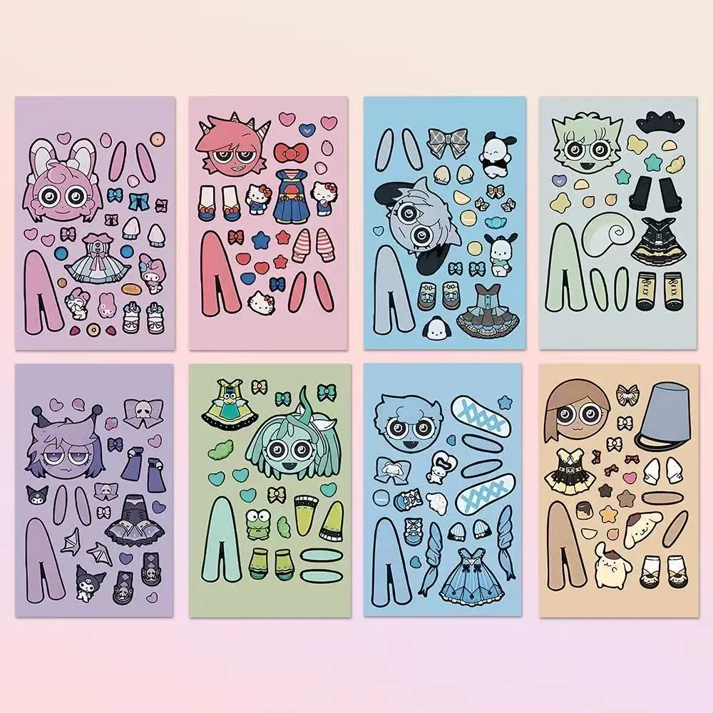 8 Pixel World Make a Face Puzzle Stickers for Kidsren, Educational Early Education DIY Party Decoration Waterproof Stickers