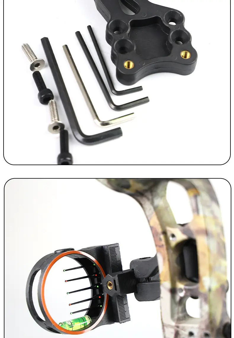 Five-Pin Sight for Compound Bow, Universal Sight for Pulley Bow, Four-Way Adjustable Independent Sight Pin, Adjustable Archery Accessories — feature 11