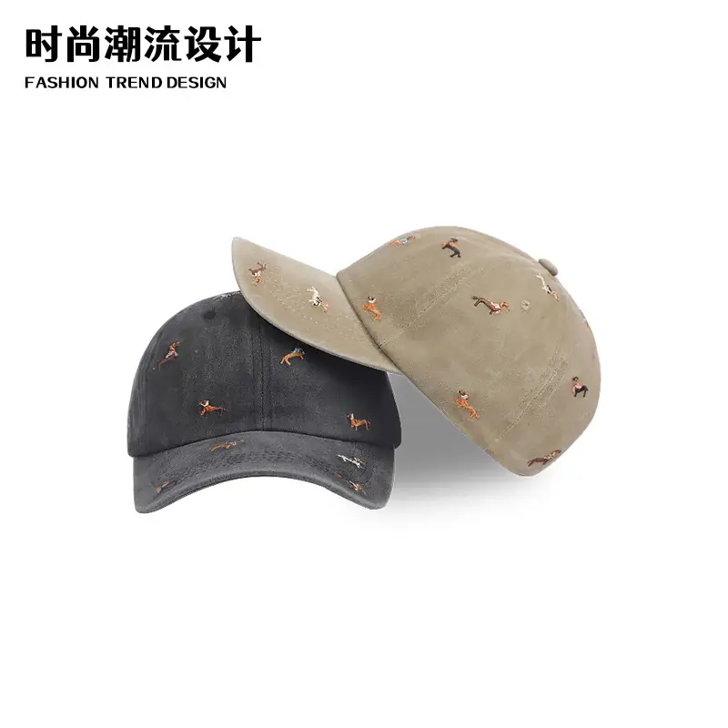 Cute Dachshund Embroidered Black Baseball Cap for Women - Image 7