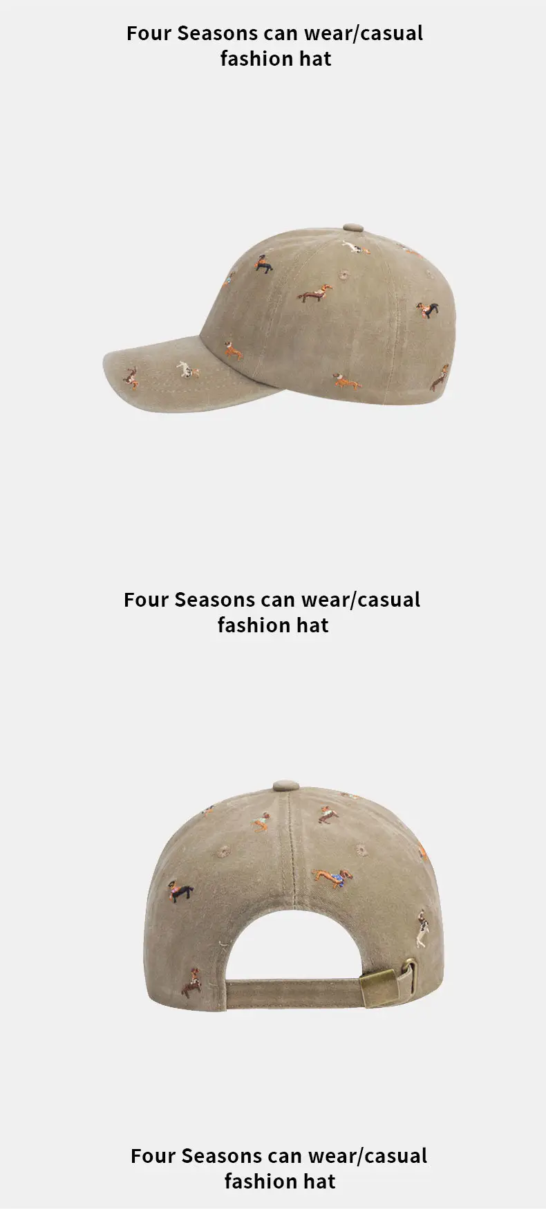 Cute Dachshund Embroidered Black Baseball Cap for Women — feature 13
