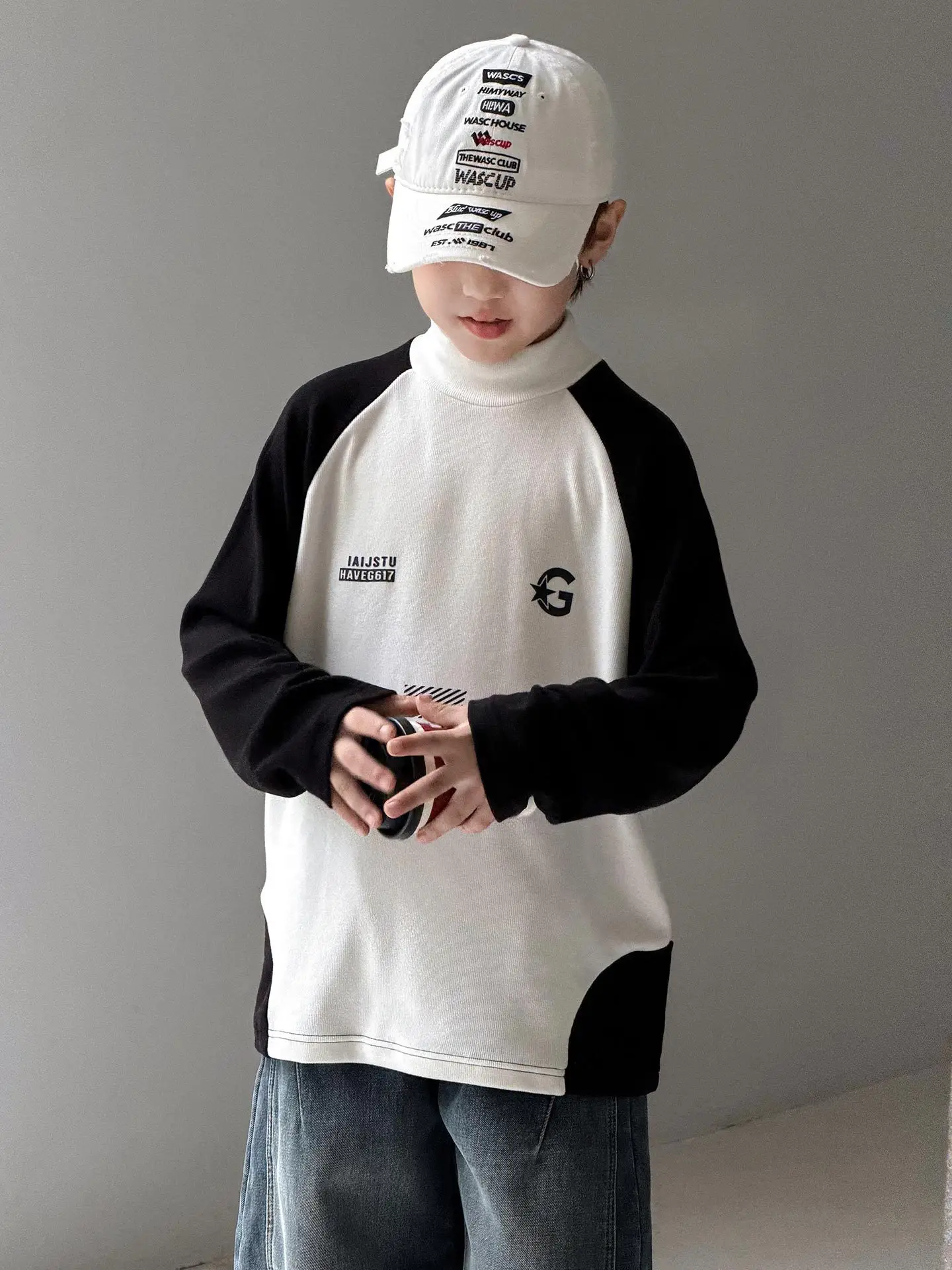 Boys Fleece Lined Base Layer Shirt White Black 7 - Image 5