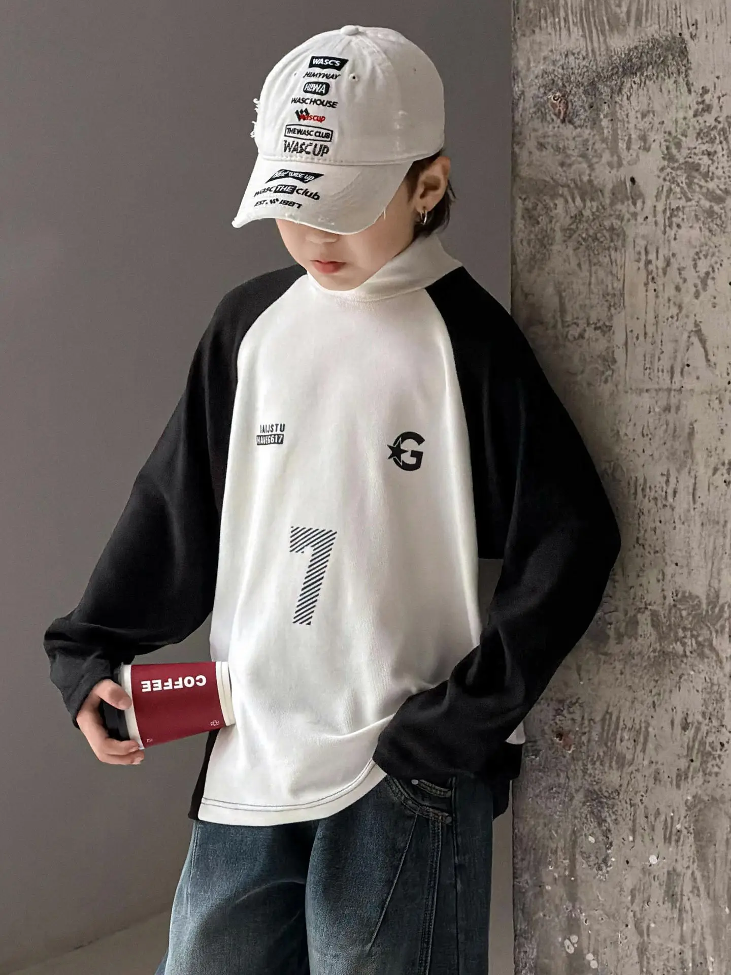 Boys Fleece Lined Base Layer Shirt White Black 7 - Image 6
