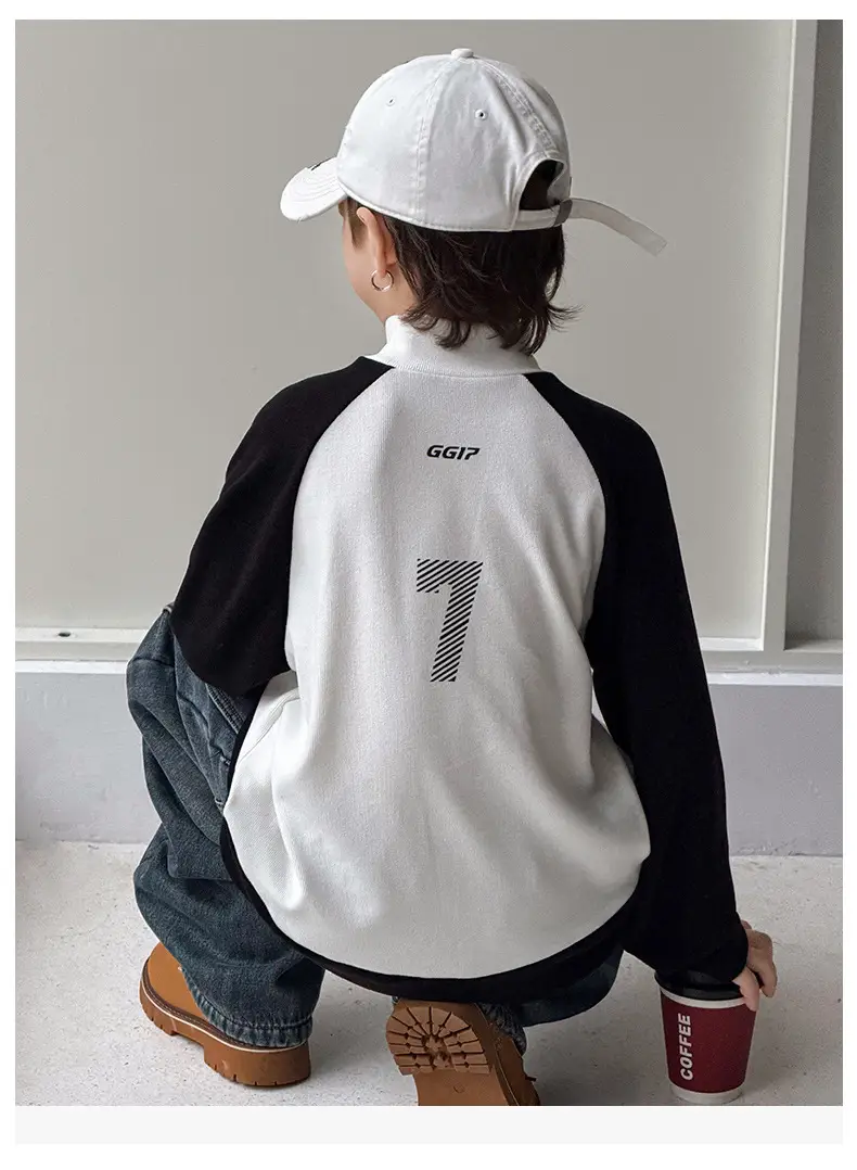 Boys Fleece Lined Base Layer Shirt White Black 7 — feature 9