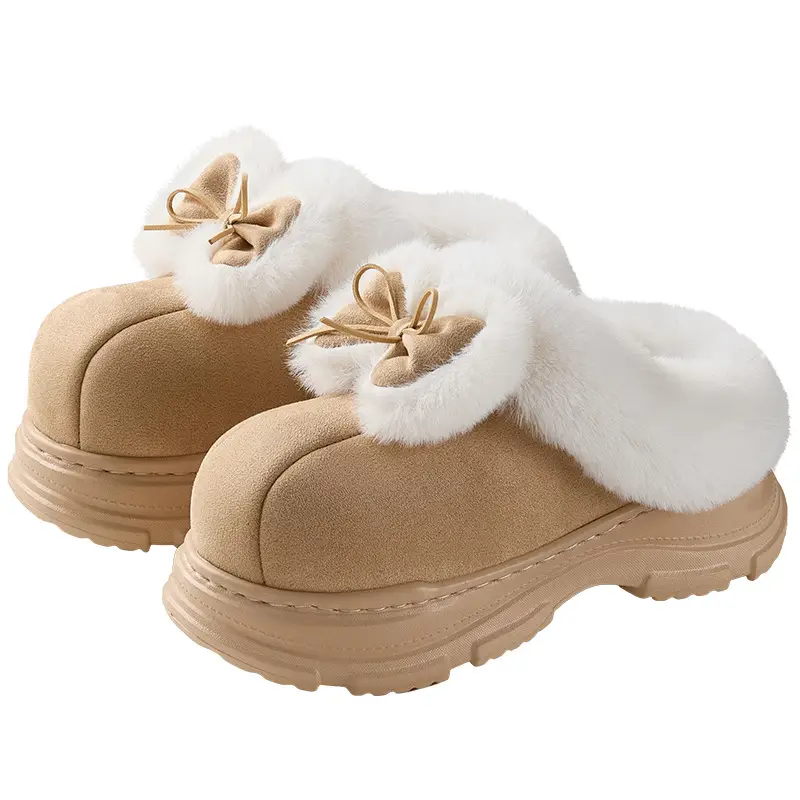 Nanbowan Cotton Slippers for Women, Autumn and Winter Home Indoor Plush Warm Thick-Soled Non-Slip Fuzzy Cotton Slippers for Ladies - Image 8