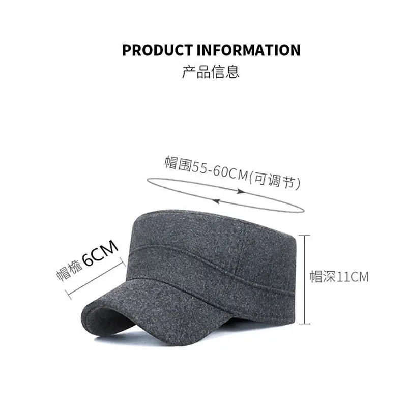 Men Wool Cap Grey Cold Proof Back Sealed - Image 7