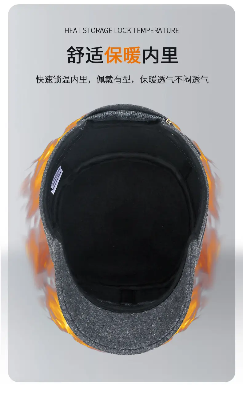 Men Wool Cap Grey Cold Proof Back Sealed — feature 9