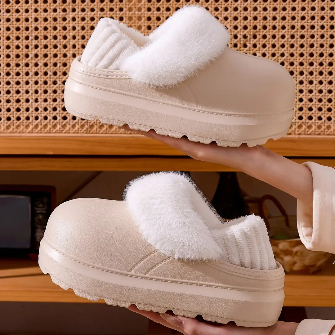 Thick-Soled Waterproof Removable and Washable Cotton Shoes for Women, Winter Outdoor Wear, Non-Slip Home Indoor Plush Warm Heel-Covered Cotton Slippers for Women - Image 5