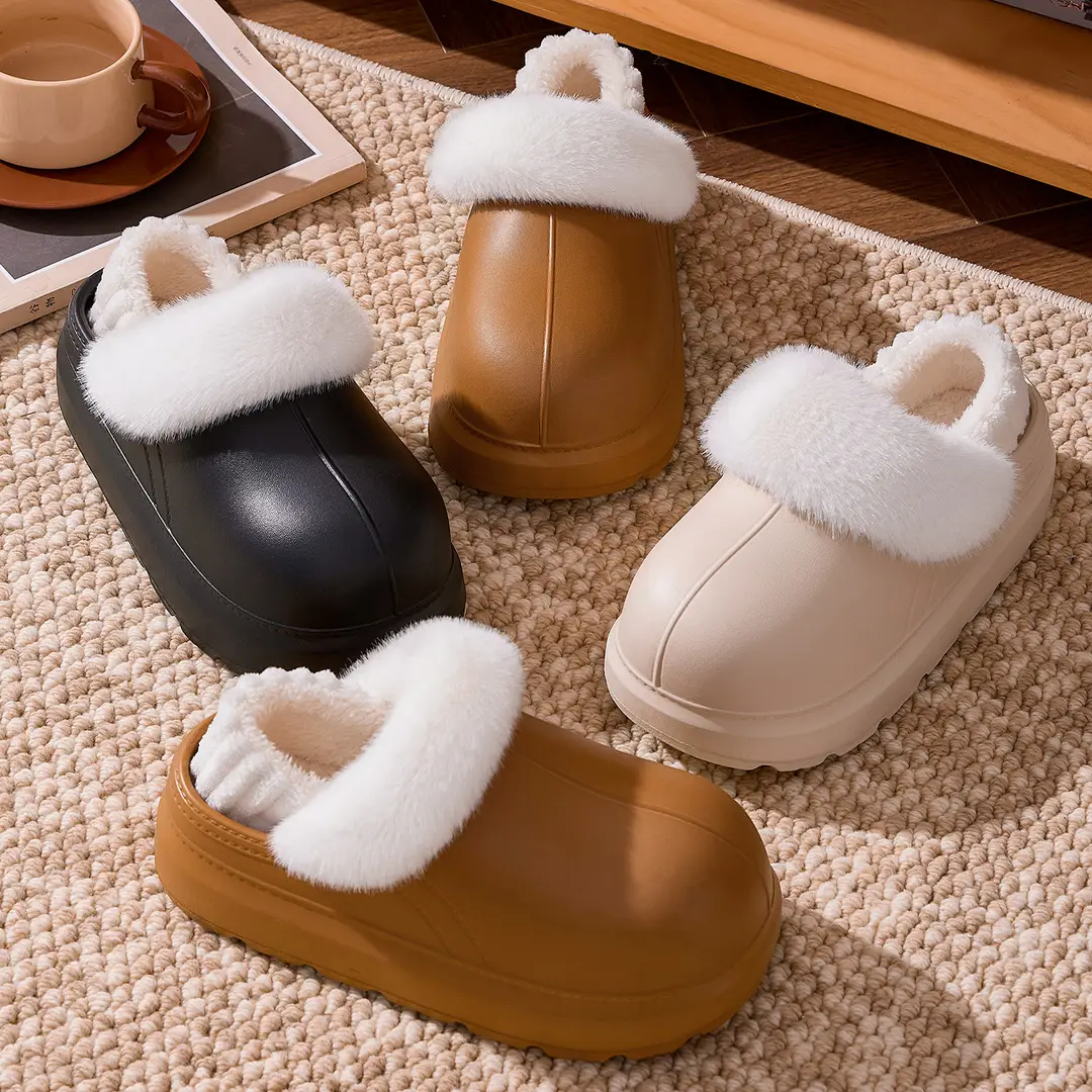 Thick-Soled Waterproof Removable and Washable Cotton Shoes for Women, Winter Outdoor Wear, Non-Slip Home Indoor Plush Warm Heel-Covered Cotton Slippers for Women - Image 6