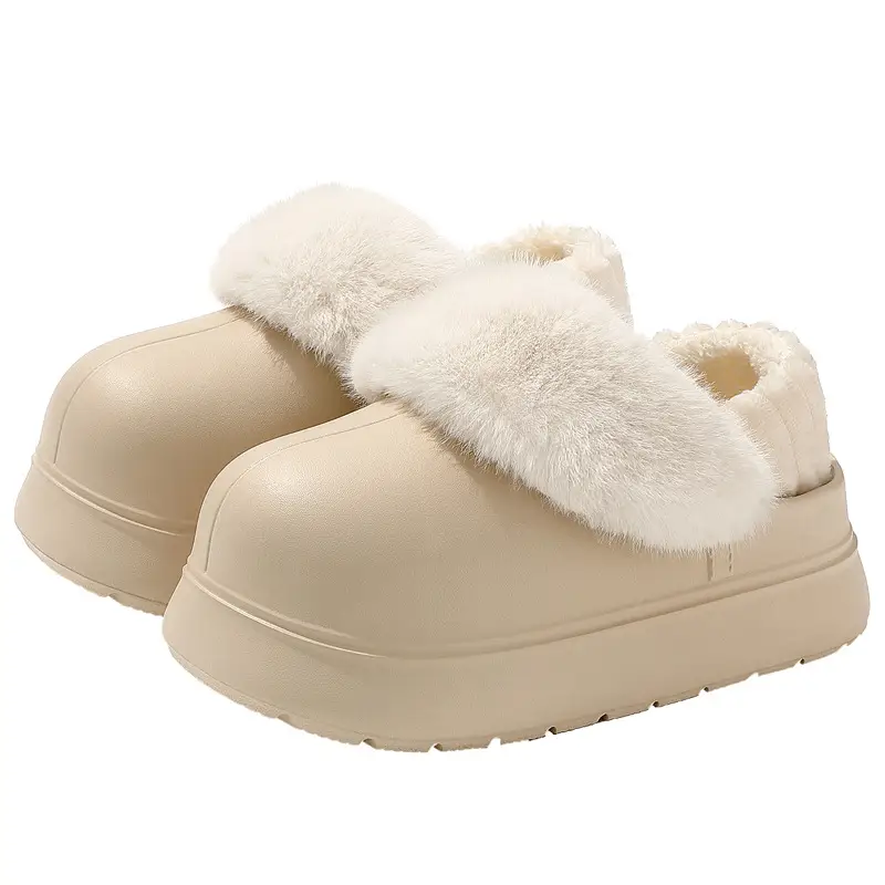 Thick-Soled Waterproof Removable and Washable Cotton Shoes for Women, Winter Outdoor Wear, Non-Slip Home Indoor Plush Warm Heel-Covered Cotton Slippers for Women - Image 8