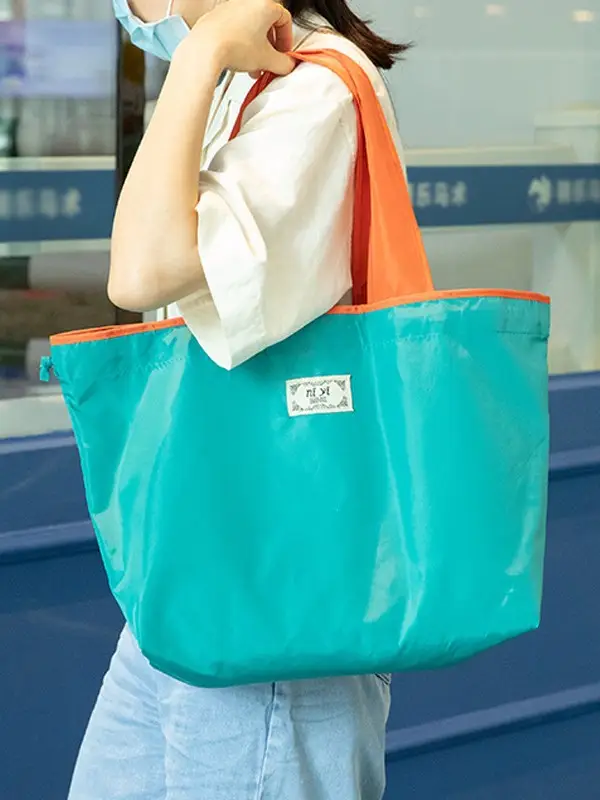 Purple Drawstring Tote Bag for Women, Foldable & Eco-Friendly - Image 16