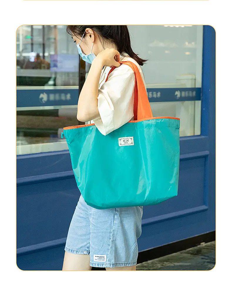 Purple Drawstring Tote Bag for Women, Foldable & Eco-Friendly — feature 13