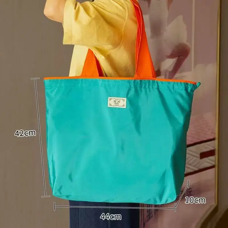 Purple Drawstring Tote Bag for Women, Foldable & Eco-Friendly - Image 2