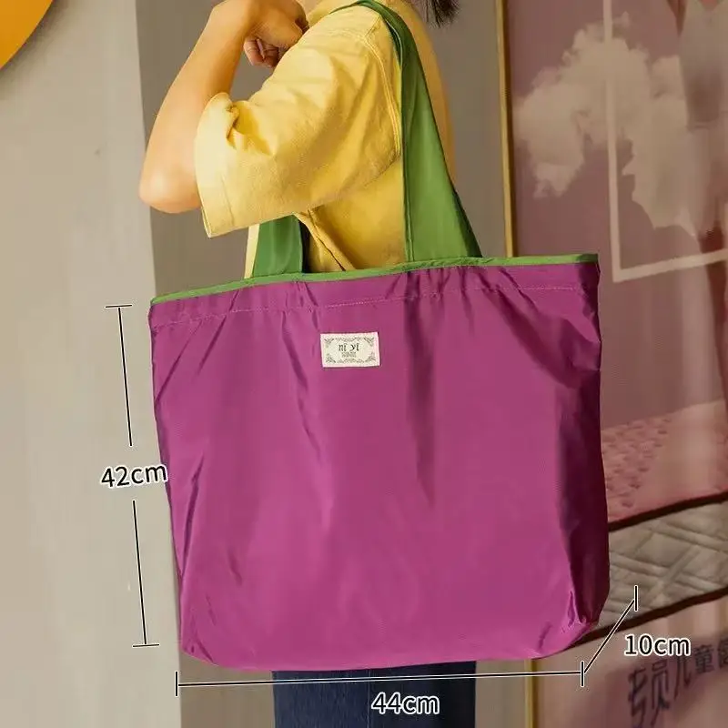 Purple Drawstring Tote Bag for Women, Foldable & Eco-Friendly - Image 3