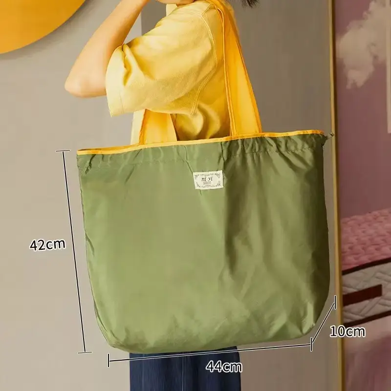 Purple Drawstring Tote Bag for Women, Foldable & Eco-Friendly - Image 4