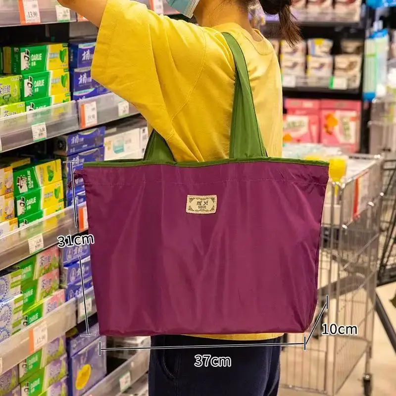 Purple Drawstring Tote Bag for Women, Foldable & Eco-Friendly - Image 7