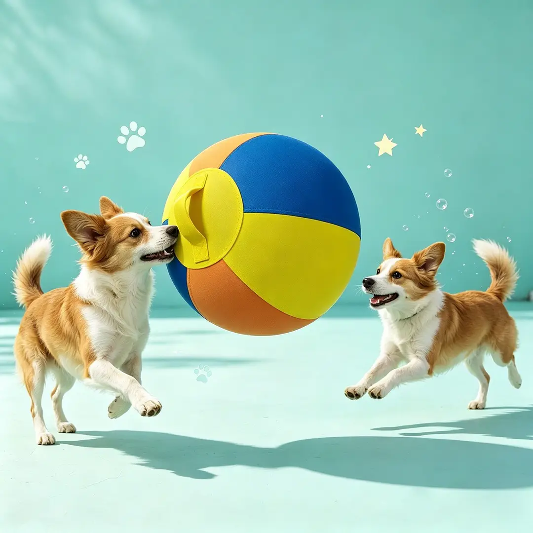 Large Dog Inflatable Chew Ball, Durable Pet Training Ball, Oxford Cloth Toy for Shiba Inu and Corgi Self-Entertainment
