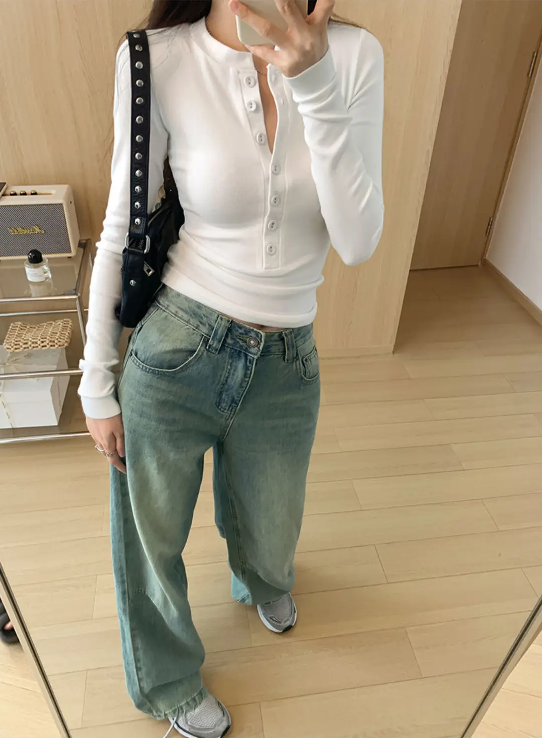 Cross-Border 92 Cotton Stylish V-Neck Button Ribbed Long-Sleeve T-Shirt for Women, Suitable for Spring, Autumn, and Winter, Pure Desire Slim-Fit Base Layer Top — feature 11