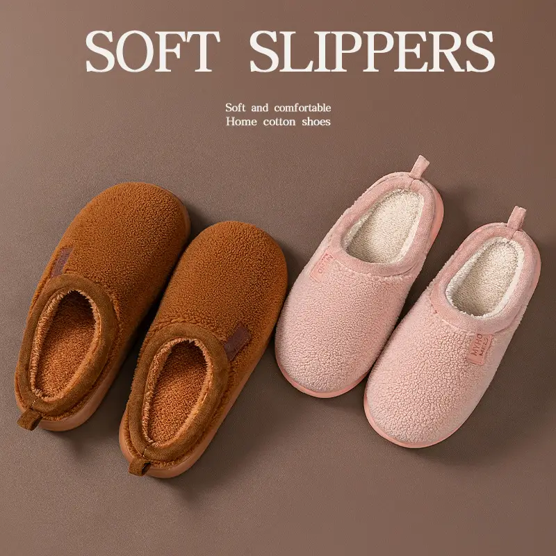 Plush Slippers 2026 Autumn and Winter New Style Home Cotton Slippers for Women, Comfortable Non-Slip Home Use Warm Fleece-Lined Men's Slippers - Image 8