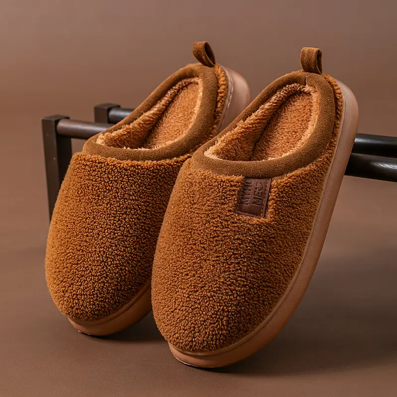 Plush Slippers 2026 Autumn and Winter New Style Home Cotton Slippers for Women, Comfortable Non-Slip Home Use Warm Fleece-Lined Men's Slippers - Image 5