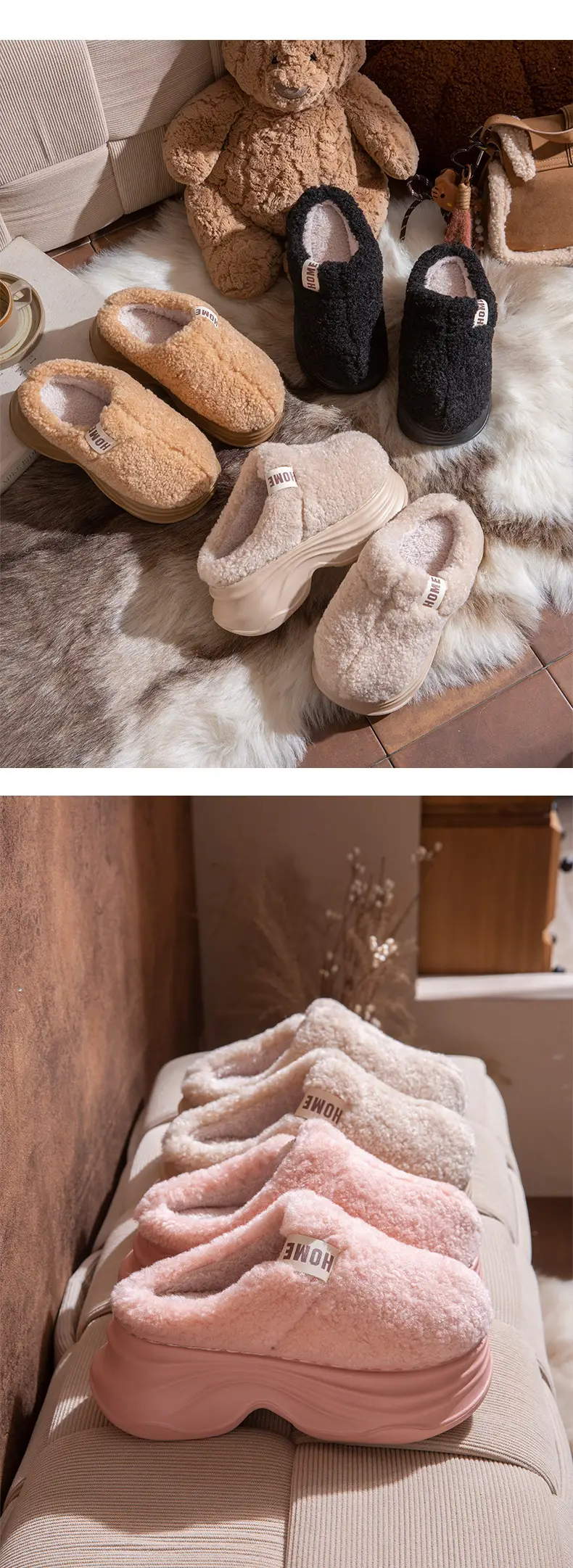 Winter Cotton Slippers Women Thick Soft Warm Furry — feature 10