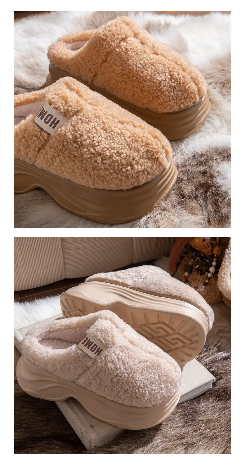 Winter Cotton Slippers Women Thick Soft Warm Furry — feature 9