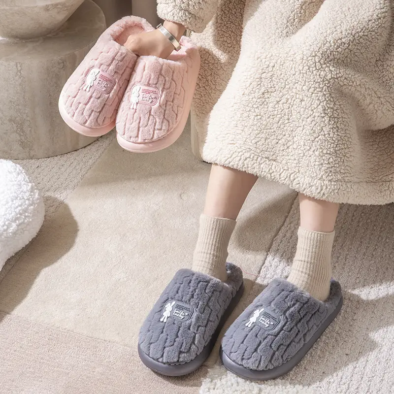 2025 Cotton Cartoon Slippers Women Winter Warm Pink - Image 9